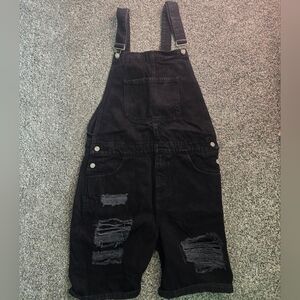 Mens Black Denim Short Overalls, Men's Ripped Jean